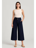 Double High Rise Solid Button Wide Leg Jeans | WL90 - view 8