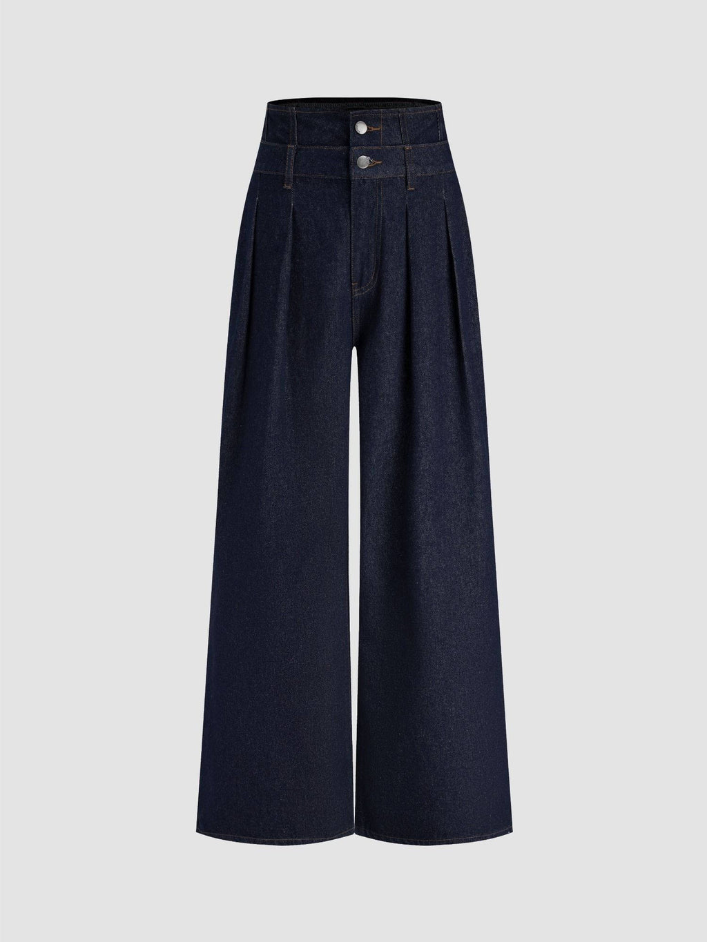 Double High Rise Solid Button Wide Leg Jeans | WL90 - view 11