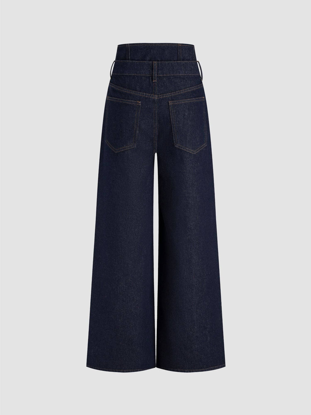 Double High Rise Solid Button Wide Leg Jeans | WL90 - view 12