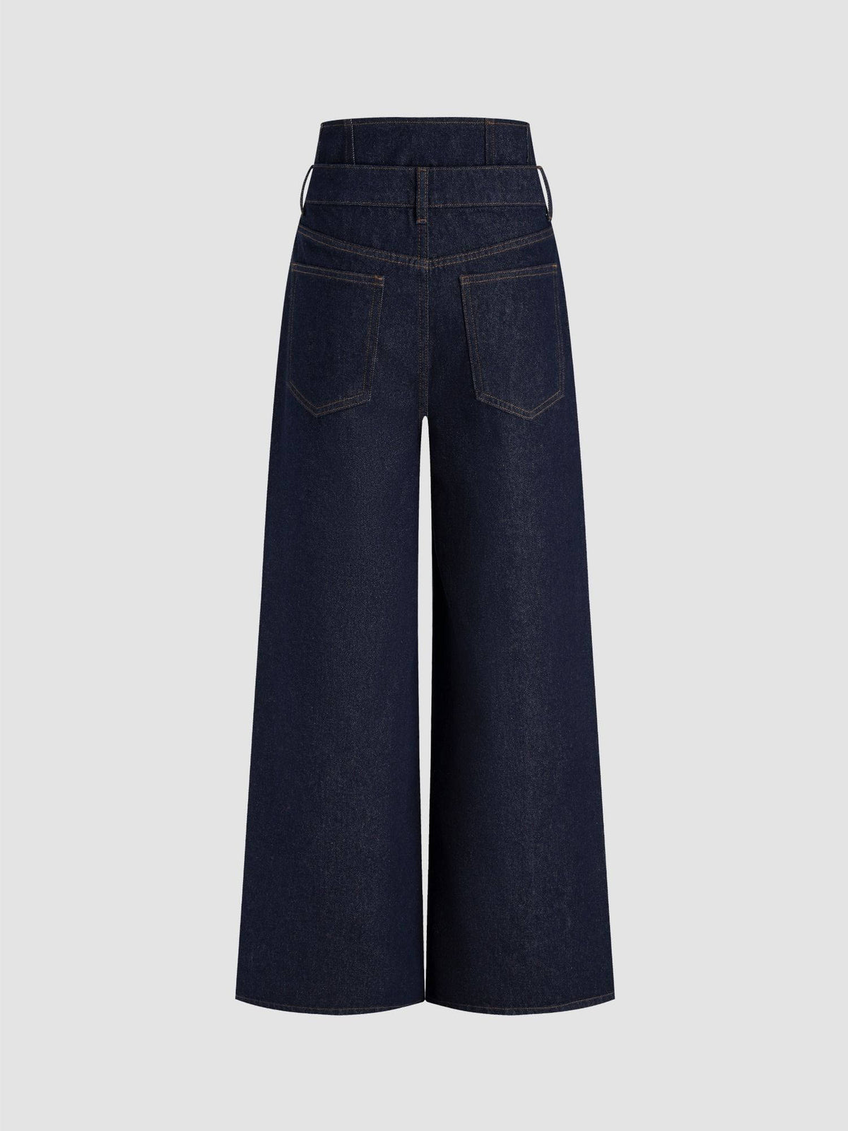 Double High Rise Solid Button Wide Leg Jeans | WL90 - view 12