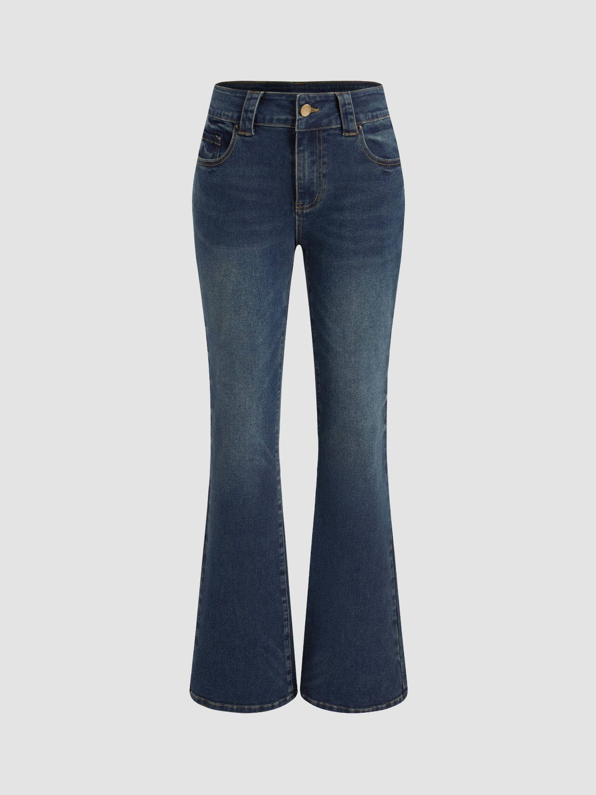 High Stretch Cider Denim Low Rise Solid Pocket Flared Jeans | BT10 - view 4