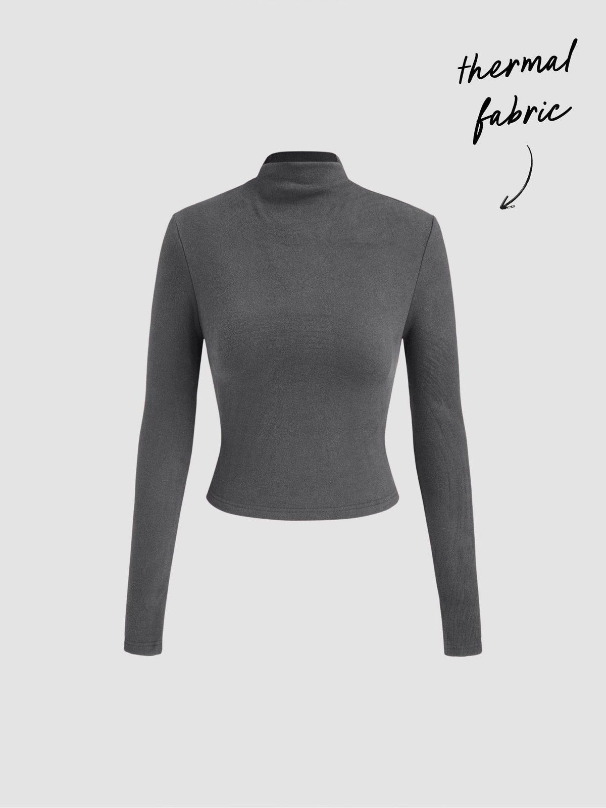 Thermal Cotton-blend Stand Collar Solid Long Sleeve Tee | TS56 - view 13