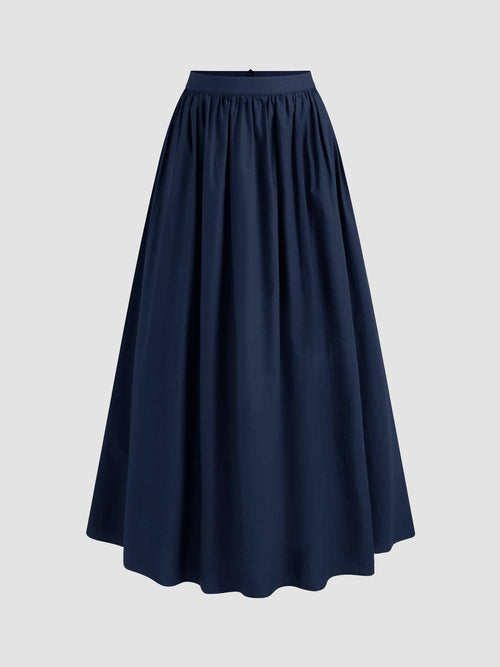 100% Cotton Mid Rise Solid Ruffle Maxi Skirt | CI9 - view 1