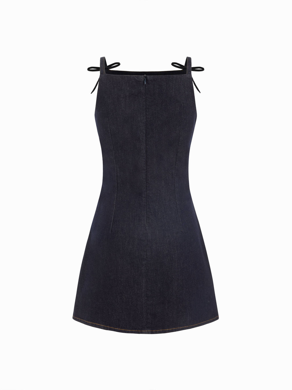 Stretch Denim Solid Zipper Knotted Mini Dress | D56 - view 7