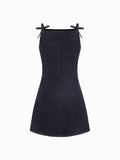 Stretch Denim Solid Zipper Knotted Mini Dress | D56 - view 7