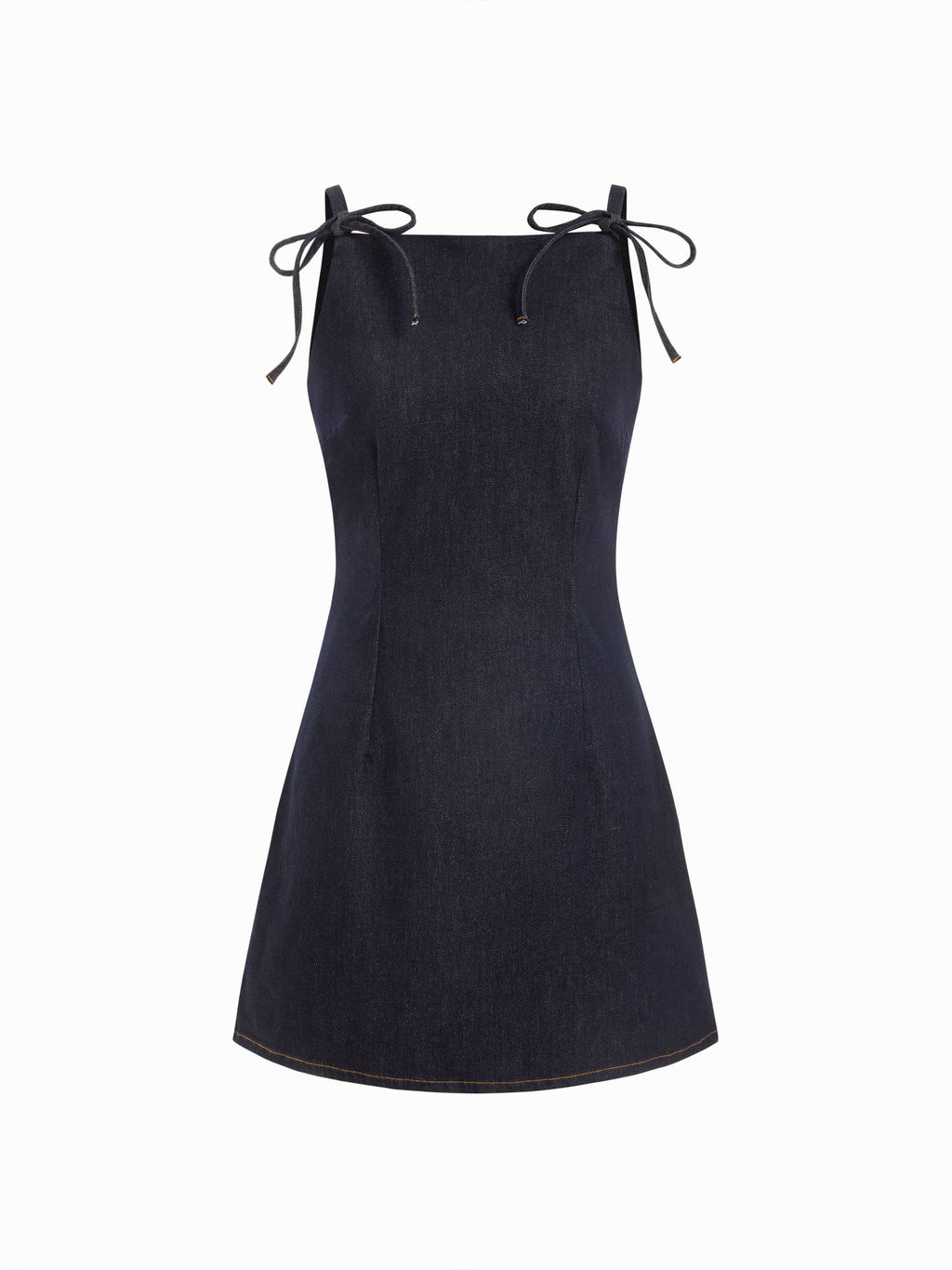 Stretch Denim Solid Zipper Knotted Mini Dress | D56 - view 8