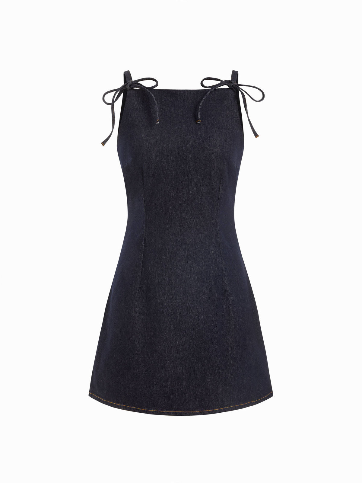 Stretch Denim Solid Zipper Knotted Mini Dress | D56 - view 8