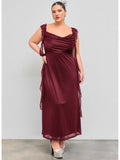 Mesh Cowl Neck Solid Sequin Ruffle Hem Maxi Dress Curve & Plus | D56 - view 12