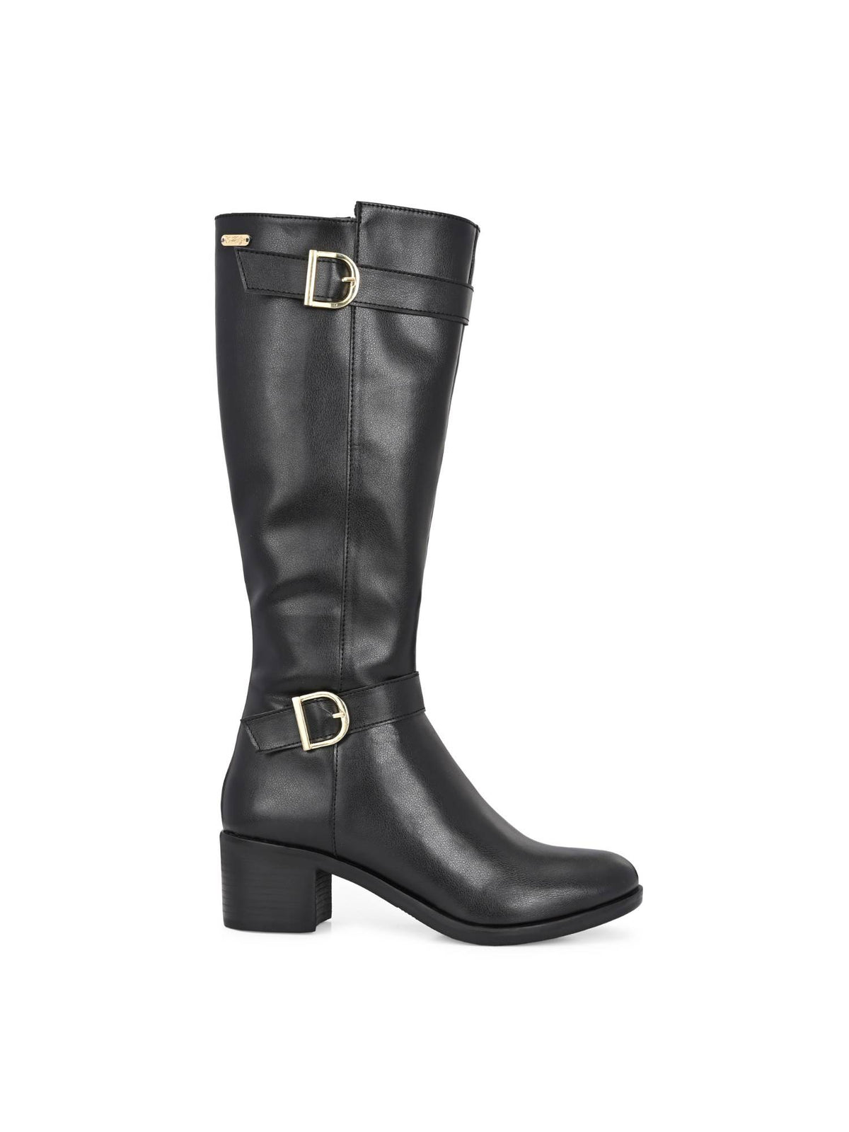 Black women mid heel, knee length vegan leather Casual Boots | BT61 - view 2