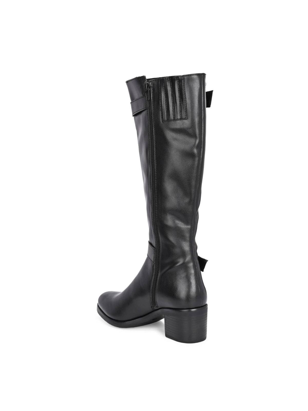Black women mid heel, knee length vegan leather Casual Boots | BT61 - view 3