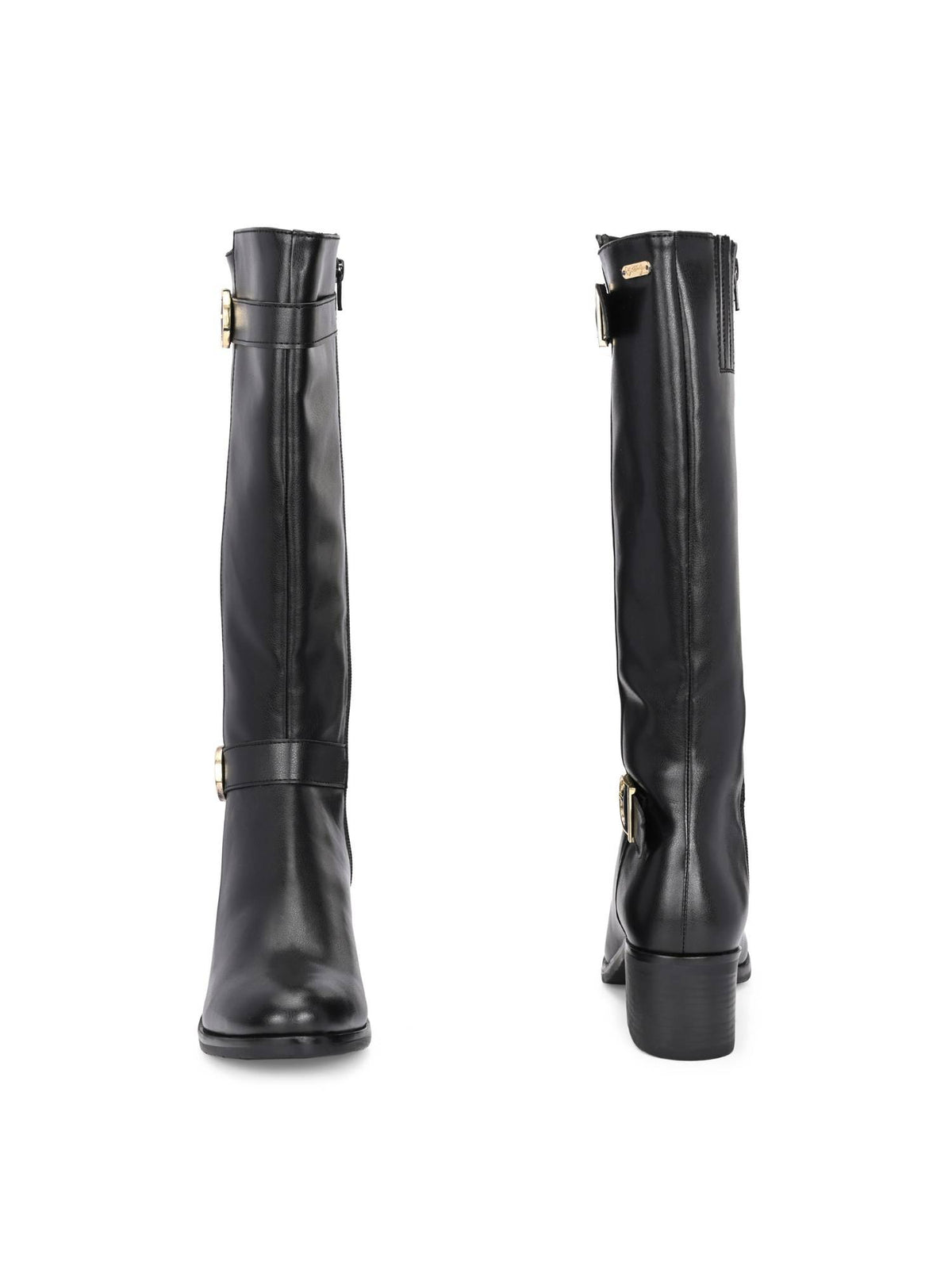 Black women mid heel, knee length vegan leather Casual Boots | BT61 - view 4
