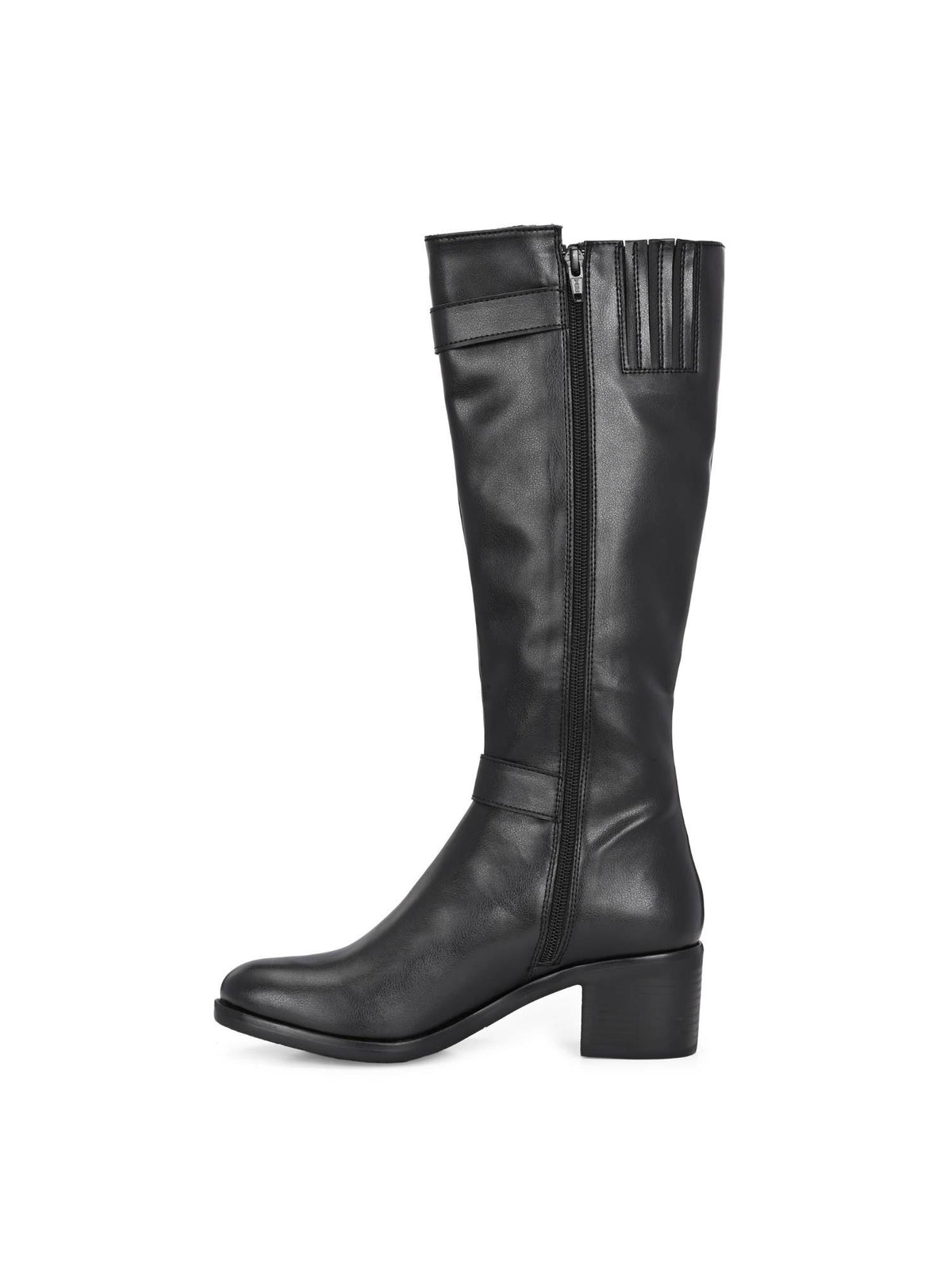 Black women mid heel, knee length vegan leather Casual Boots | BT61 - view 5