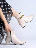 Smart Casual Zip Detailed Cream Casual Boots | BT61 - view 1