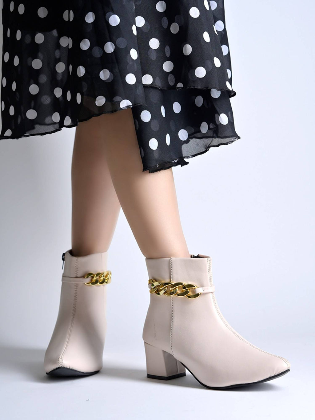 Smart Casual Zip Detailed Cream Casual Boots | BT61 - view 4