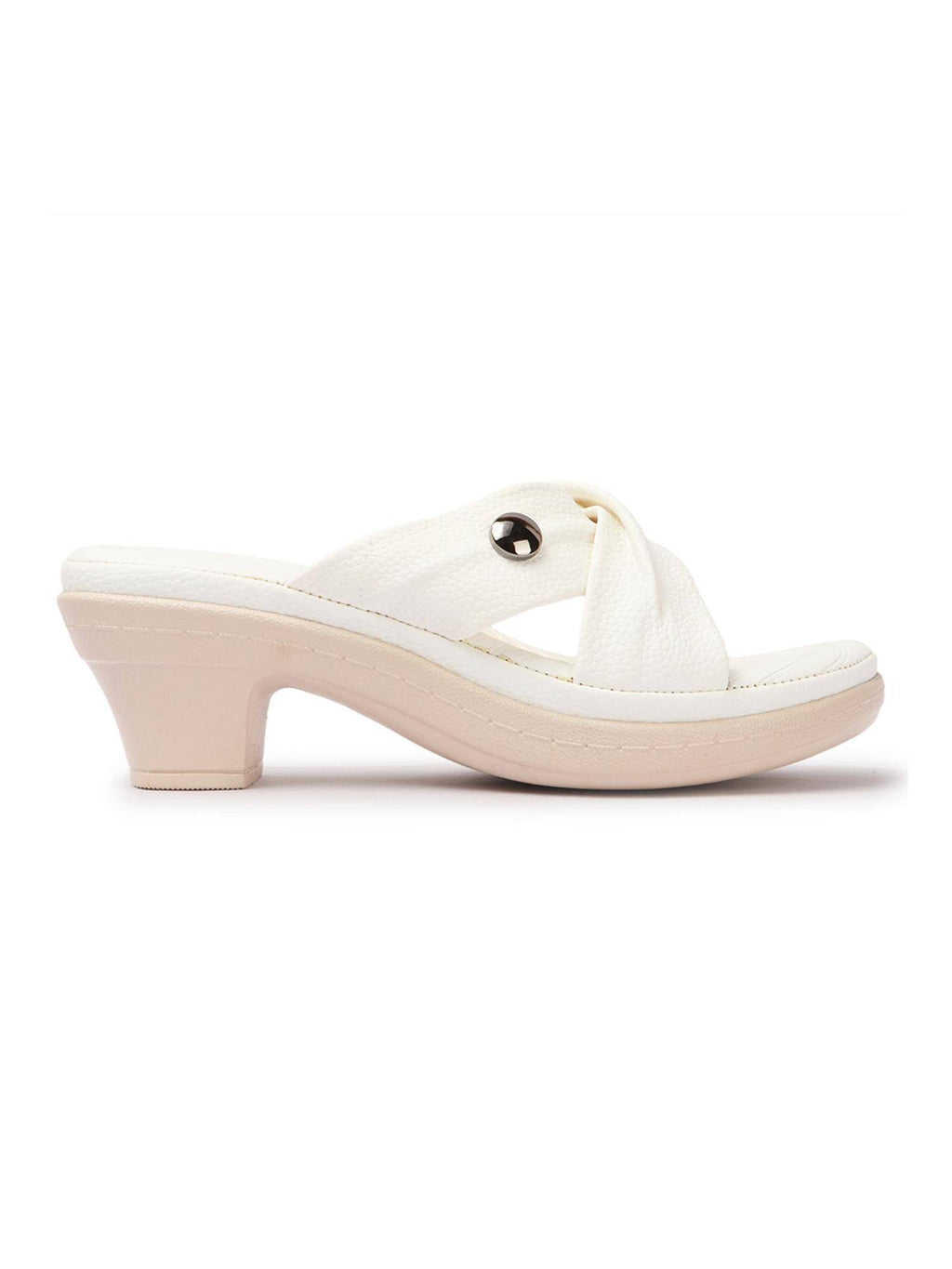 White Textured Open Back Women Sandals | H78 - view 5