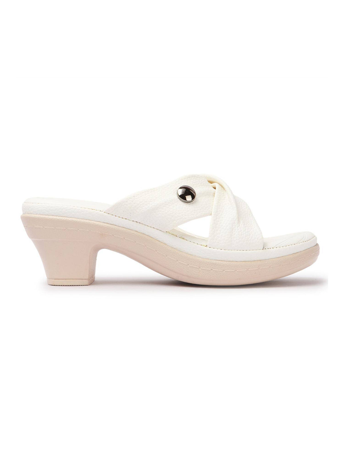 White Textured Open Back Women Sandals | H78 - view 5