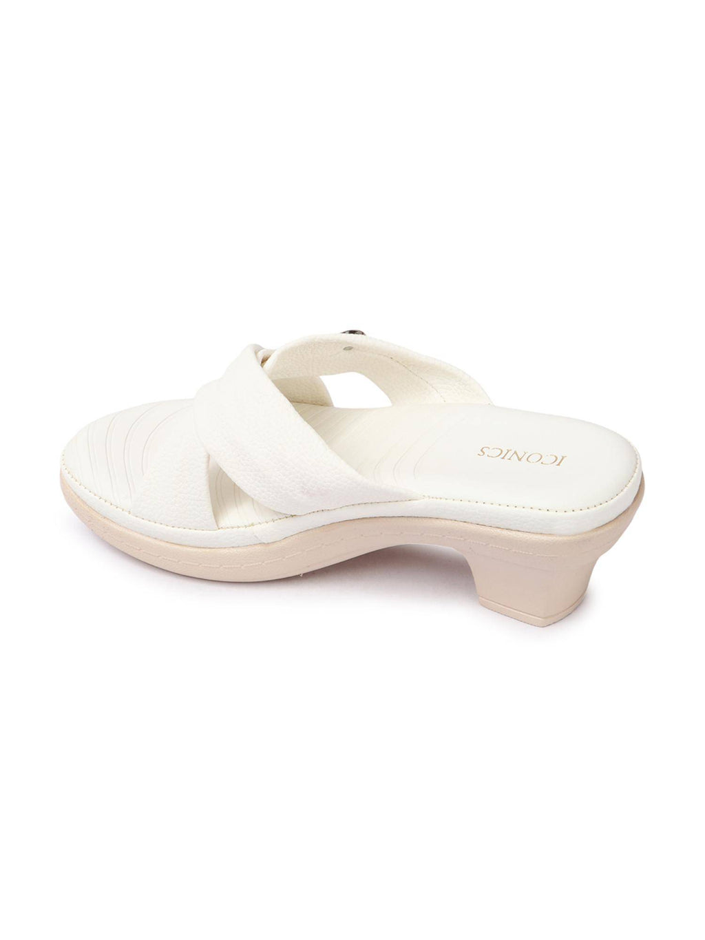 White Textured Open Back Women Sandals | H78 - view 6