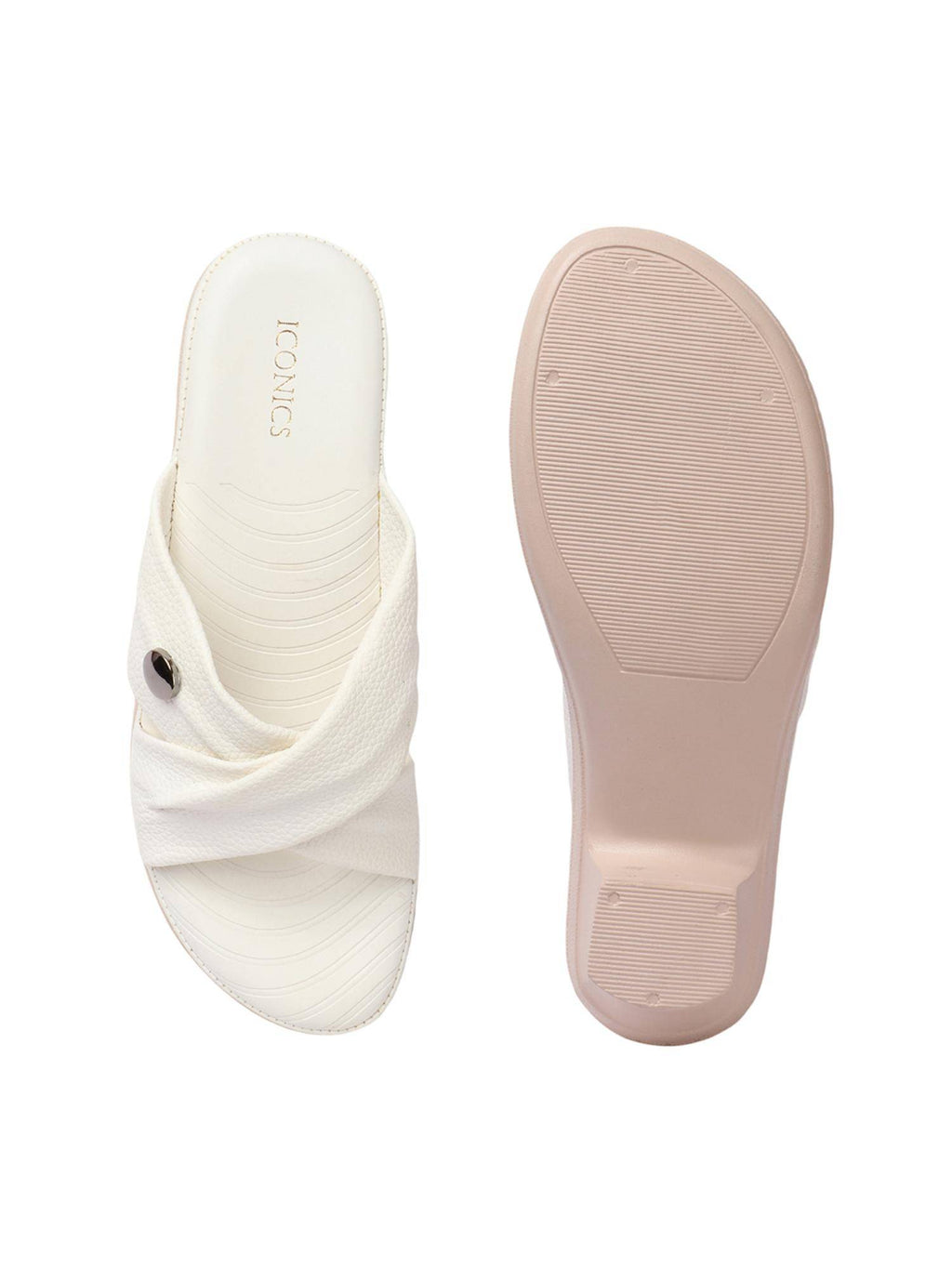 White Textured Open Back Women Sandals | H78 - view 7