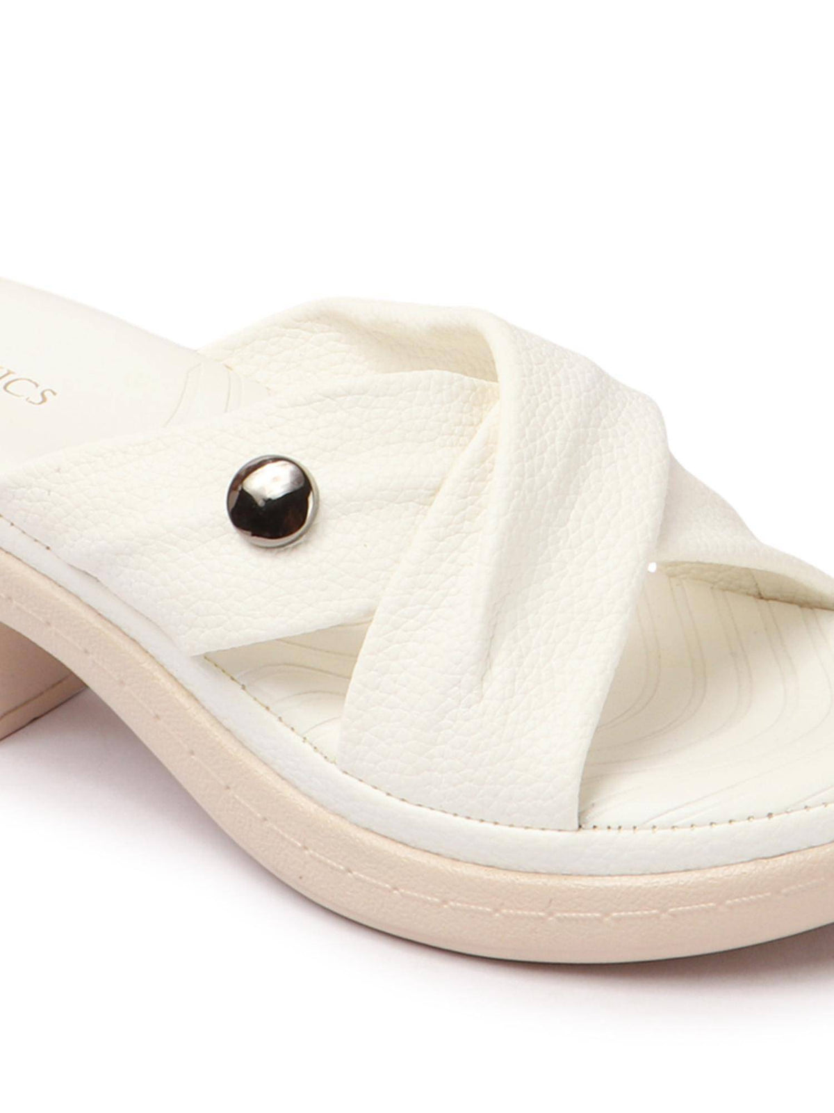 White Textured Open Back Women Sandals | H78 - view 8