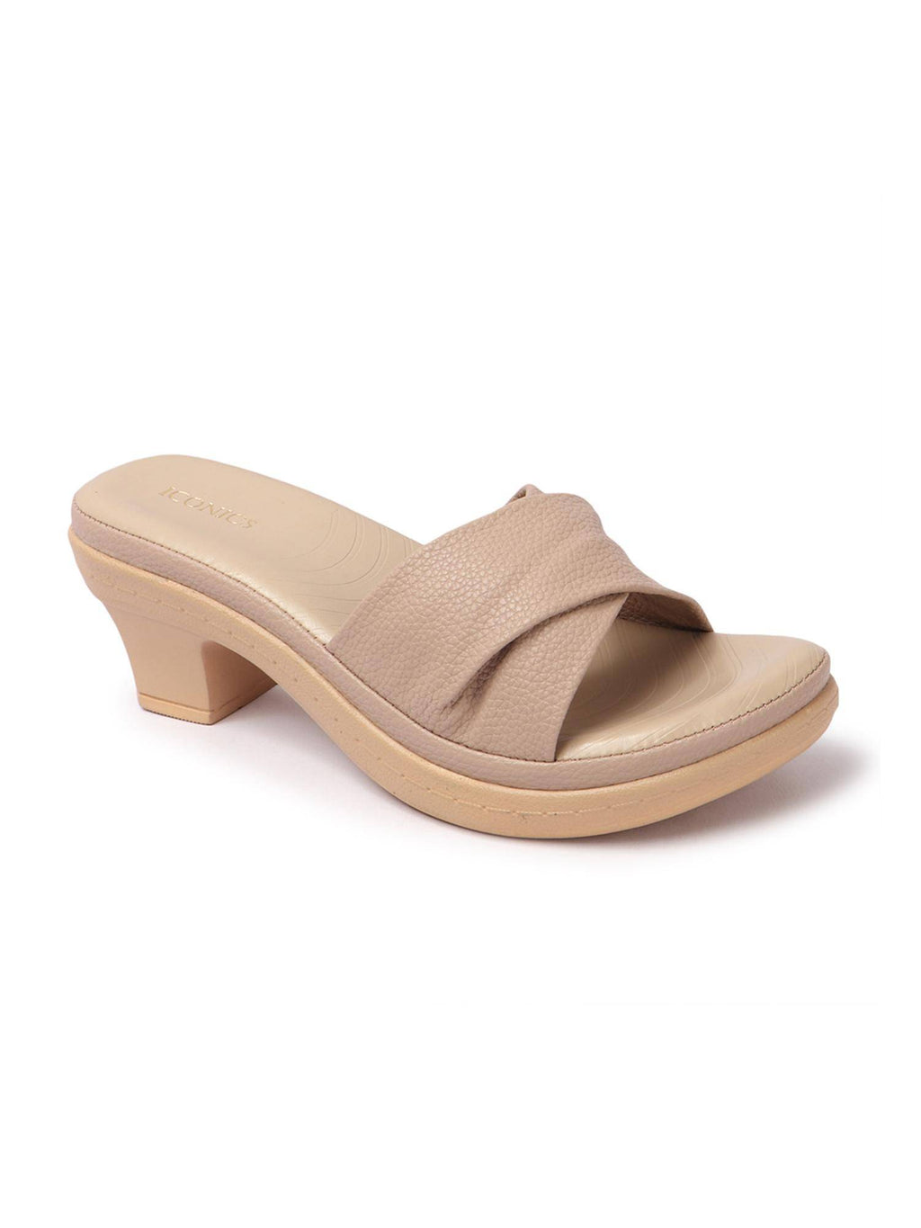 Peach Textured Open Back Women Sandals | H78 - view 4