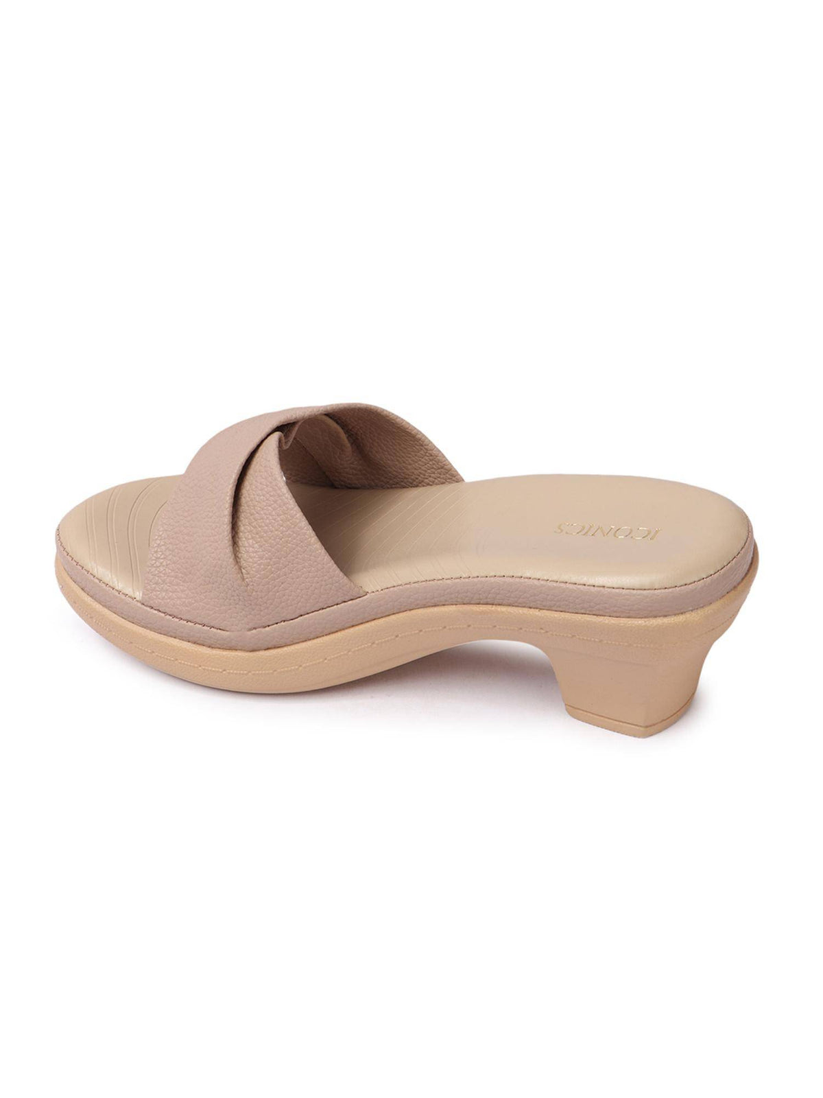 Peach Textured Open Back Women Sandals | H78 - view 6