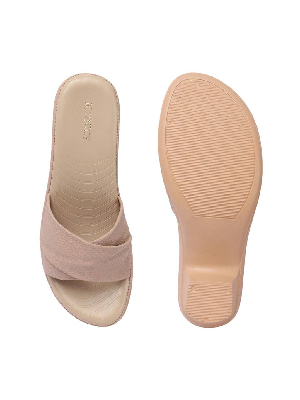 Peach Textured Open Back Women Sandals | H78 - view 7