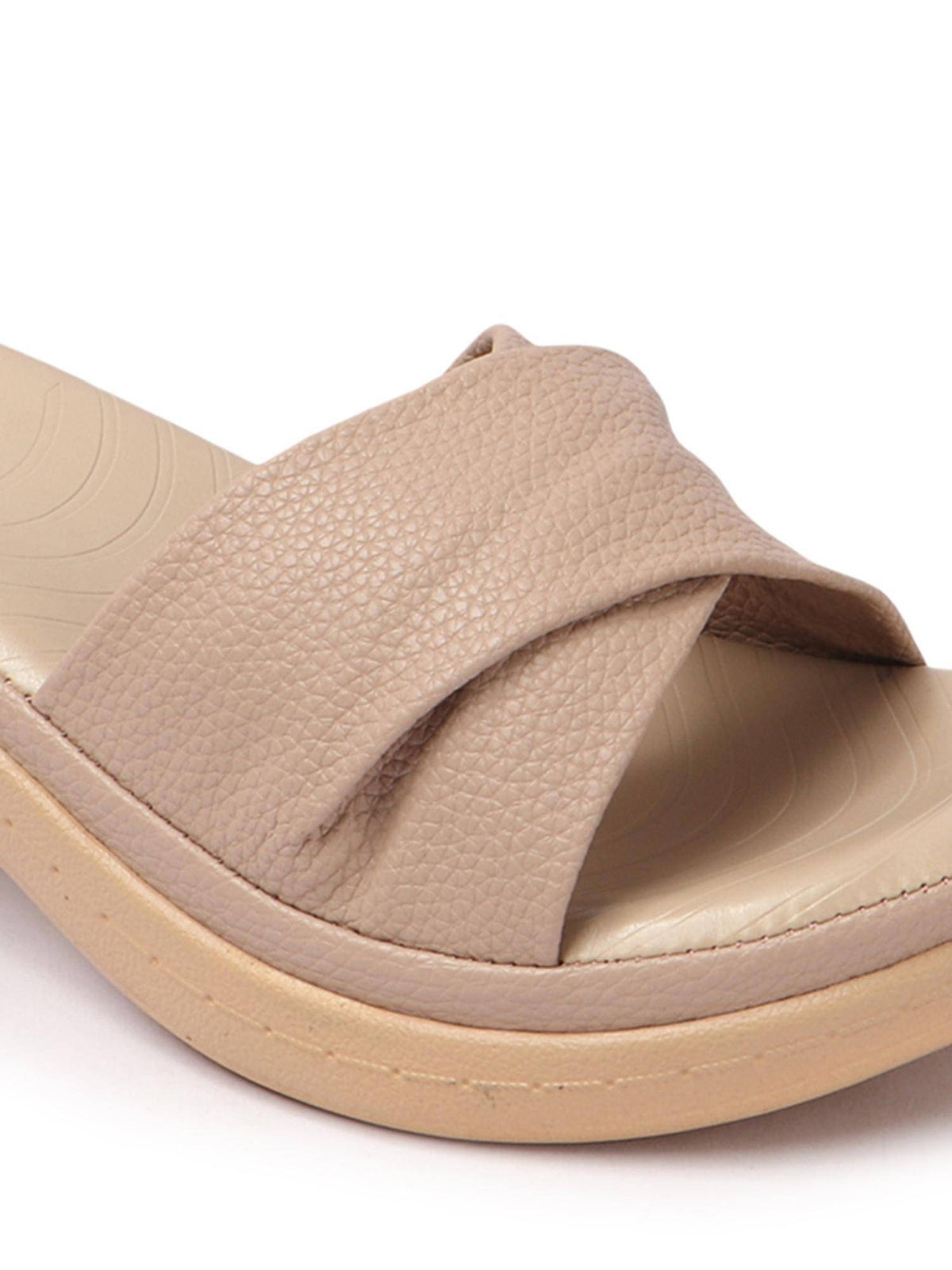 Peach Textured Open Back Women Sandals | H78 - view 8