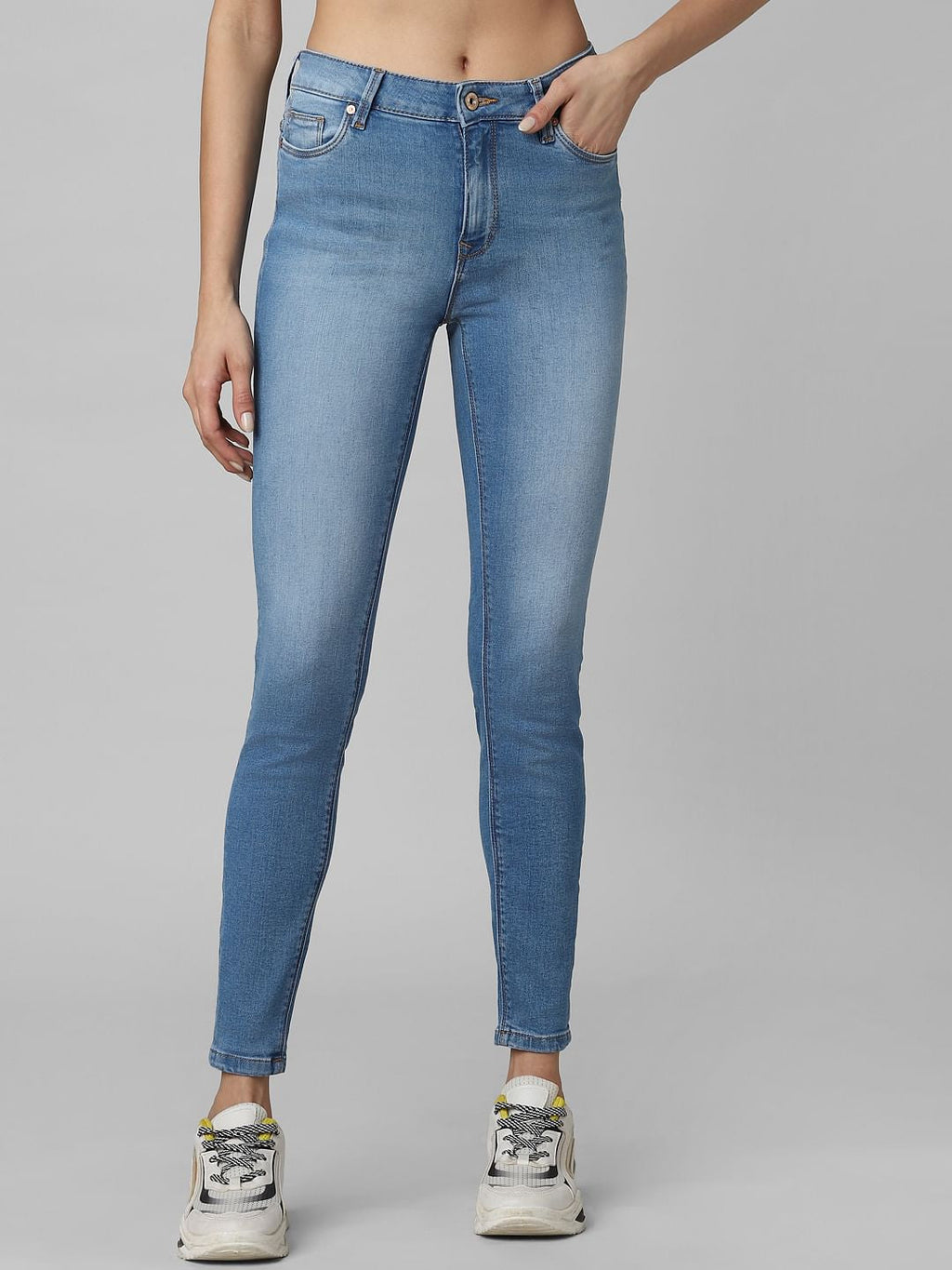 Blue Mid Rise Skinny Jeans