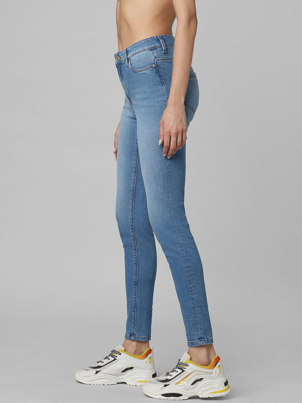 Blue Mid Rise Skinny Jeans