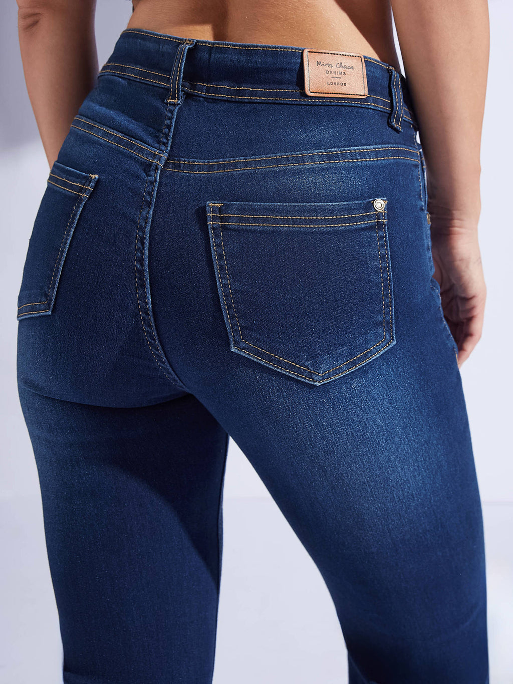 Womens Blue Bootcut Mid Rise Regular Length Denim Stretchable Jeans | BT10 - view 2