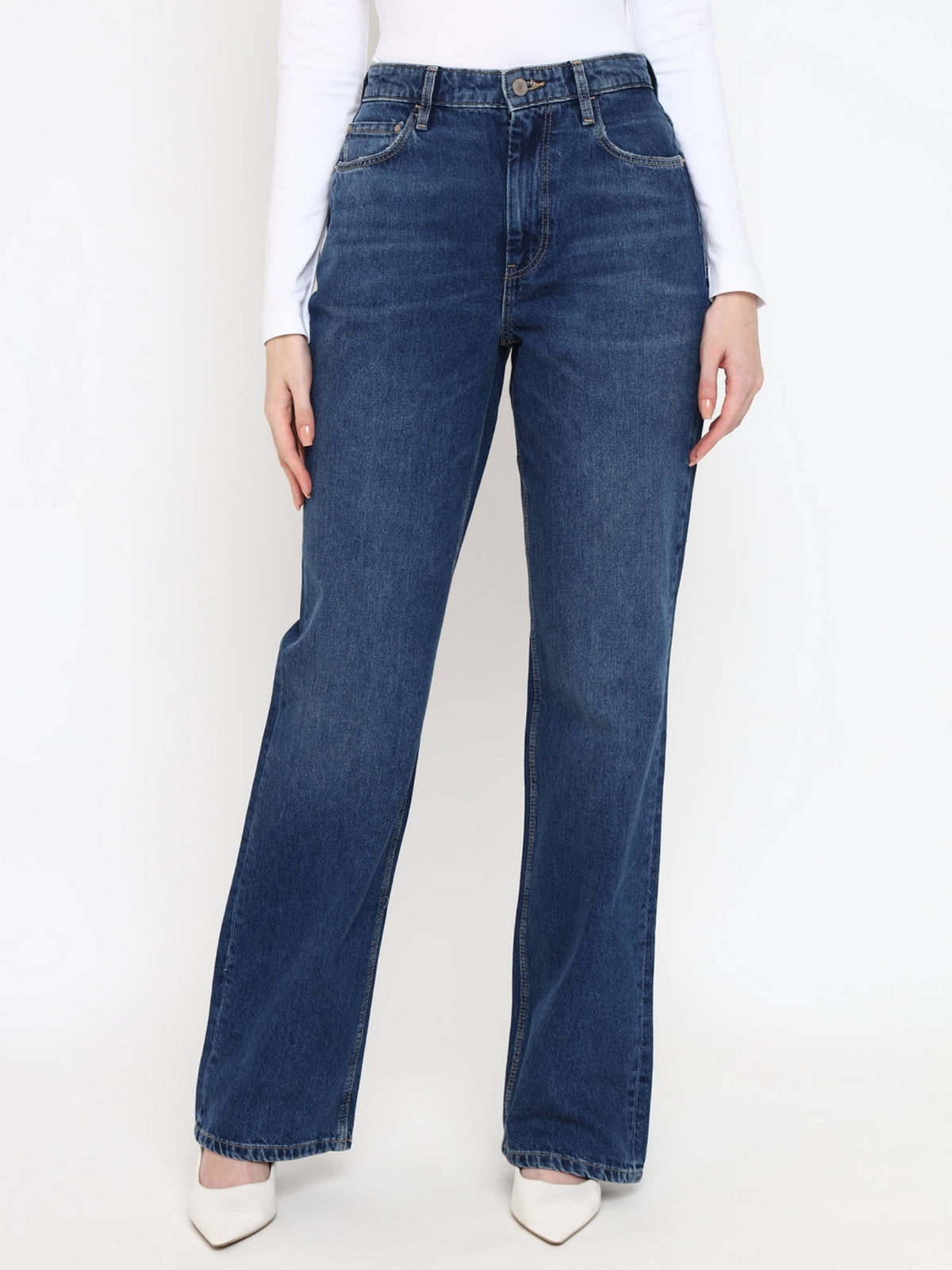 Women Blue Washed High Rise Full Length Jeans | BT10 - view 1