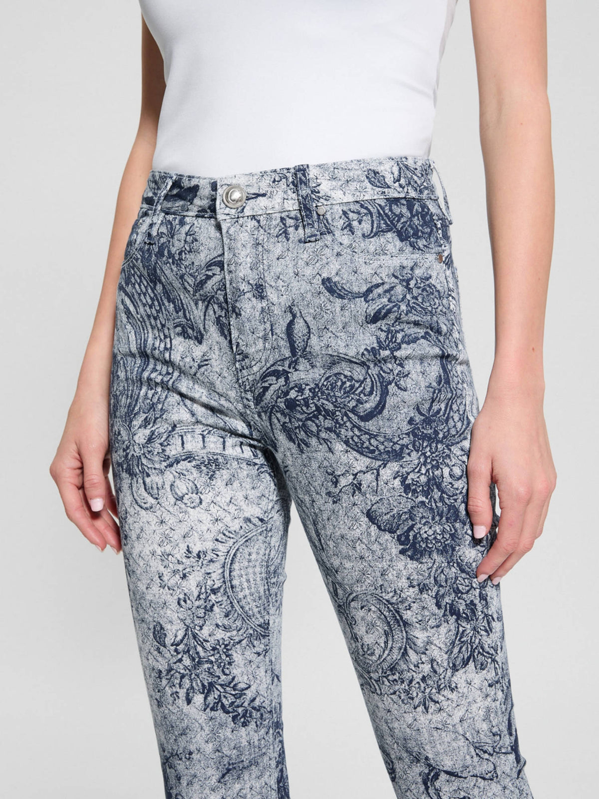 Womens Blue Printed Mid-Rise Bootcut Leg Jeans | BT10 - view 3