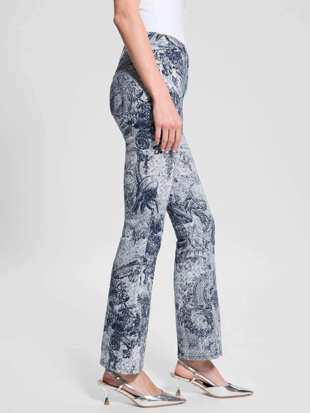 Womens Blue Printed Mid-Rise Bootcut Leg Jeans | BT10 - view 5