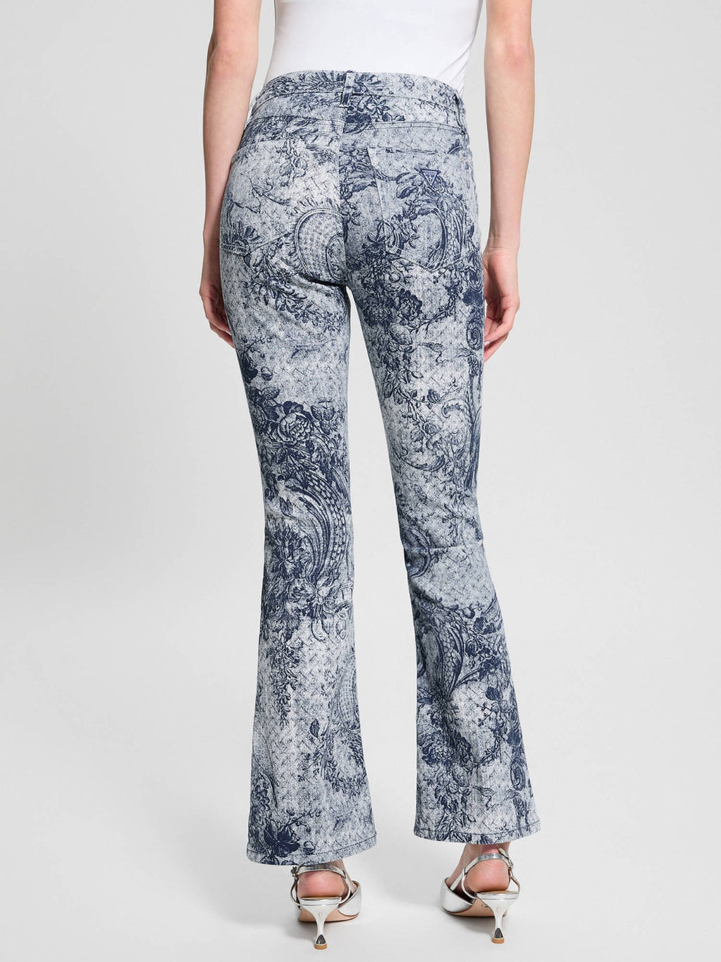Womens Blue Printed Mid-Rise Bootcut Leg Jeans | BT10 - view 6