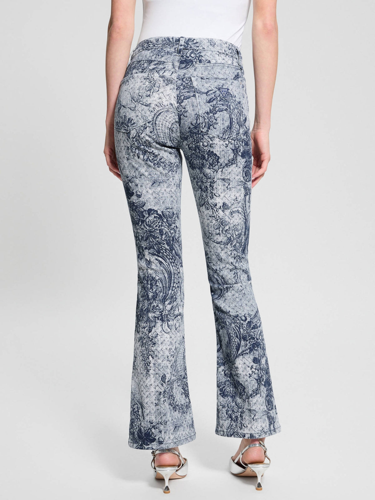 Womens Blue Printed Mid-Rise Bootcut Leg Jeans | BT10 - view 6