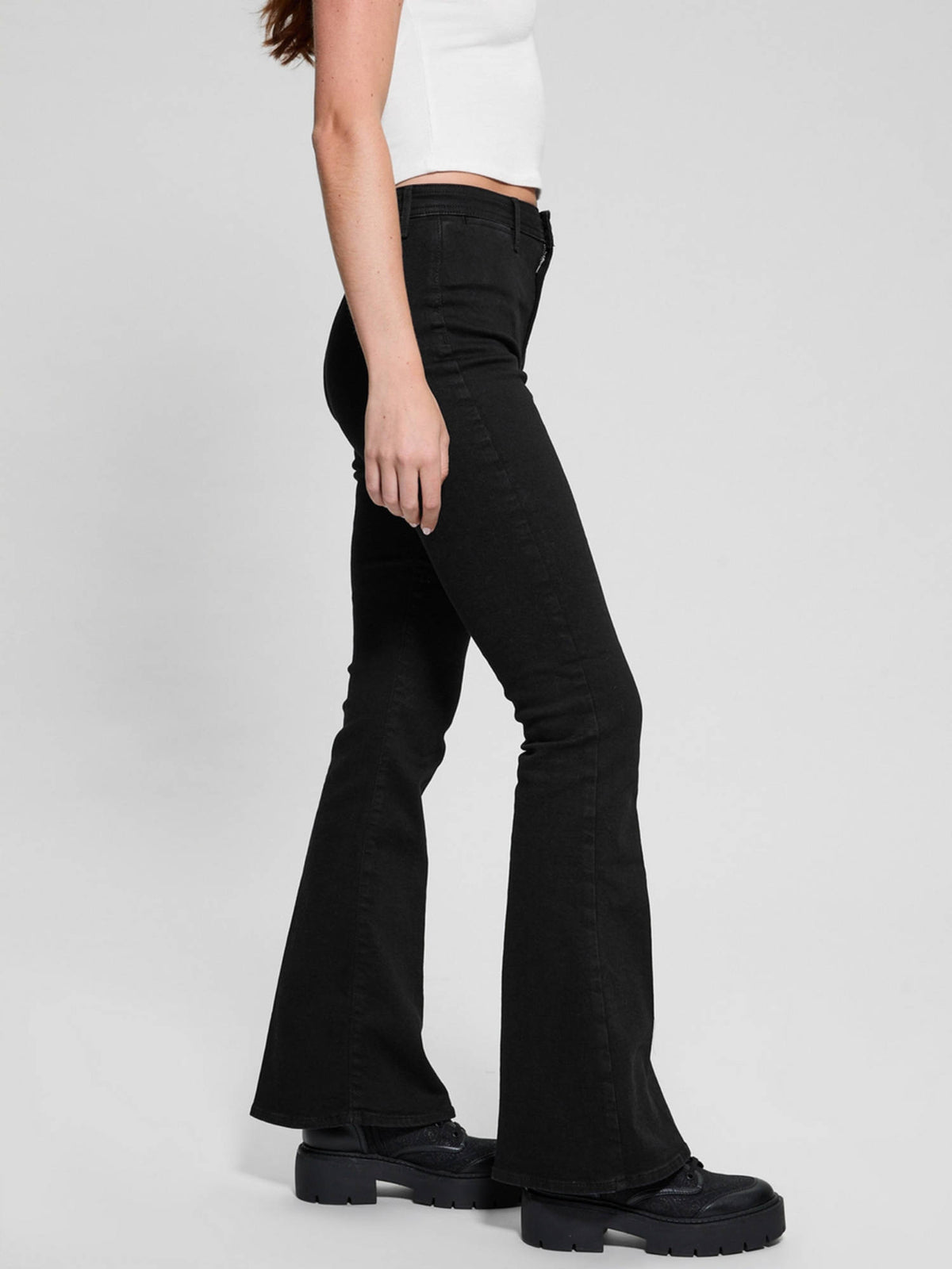 Womens Black Solid Mid-Rise Bootcut Leg Jeans | BT10 - view 2