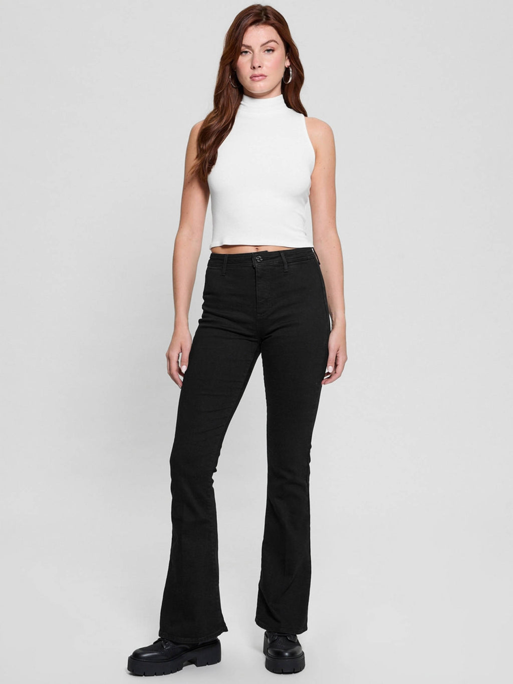 Womens Black Solid Mid-Rise Bootcut Leg Jeans | BT10 - view 7