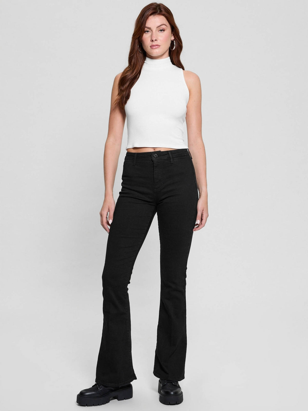 Womens Black Solid Mid-Rise Bootcut Leg Jeans | BT10 - view 7