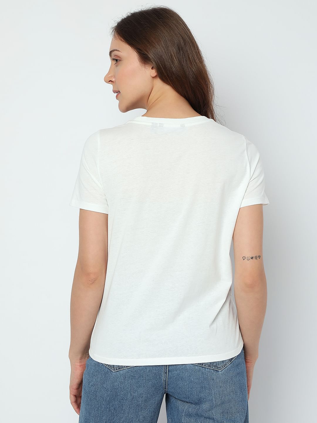 White Text Embossed T-Shirt