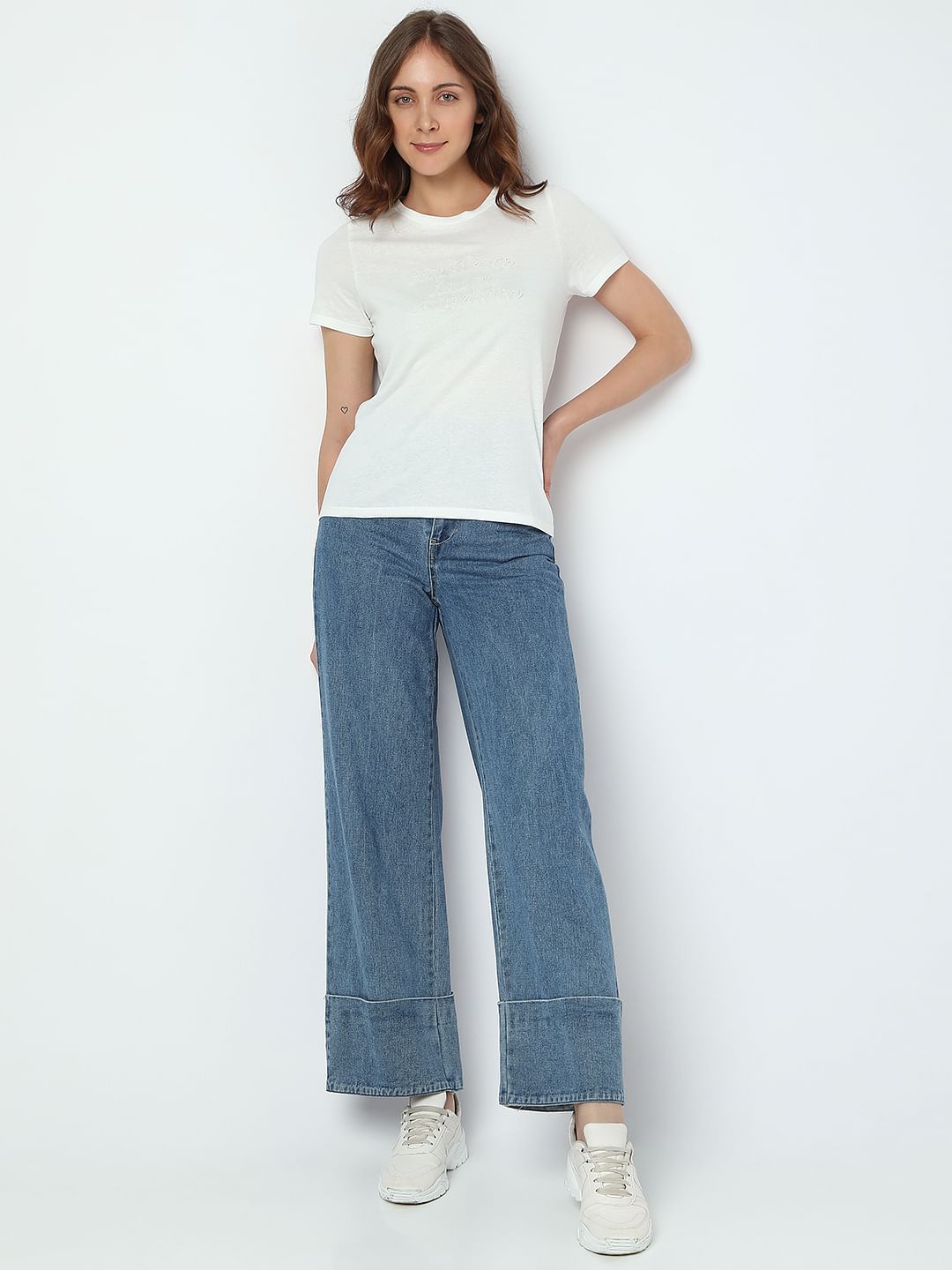 White Text Embossed T-Shirt