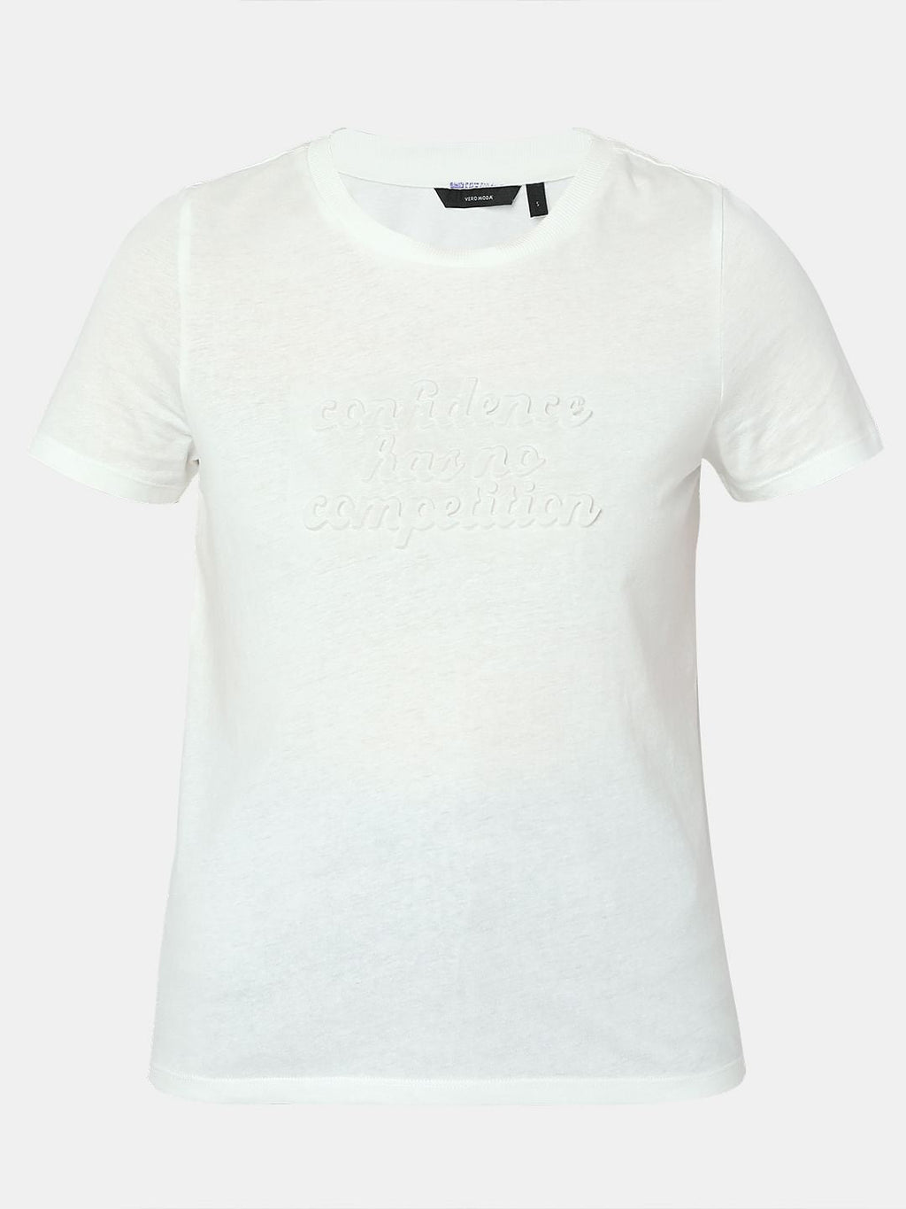 White Text Embossed T-Shirt