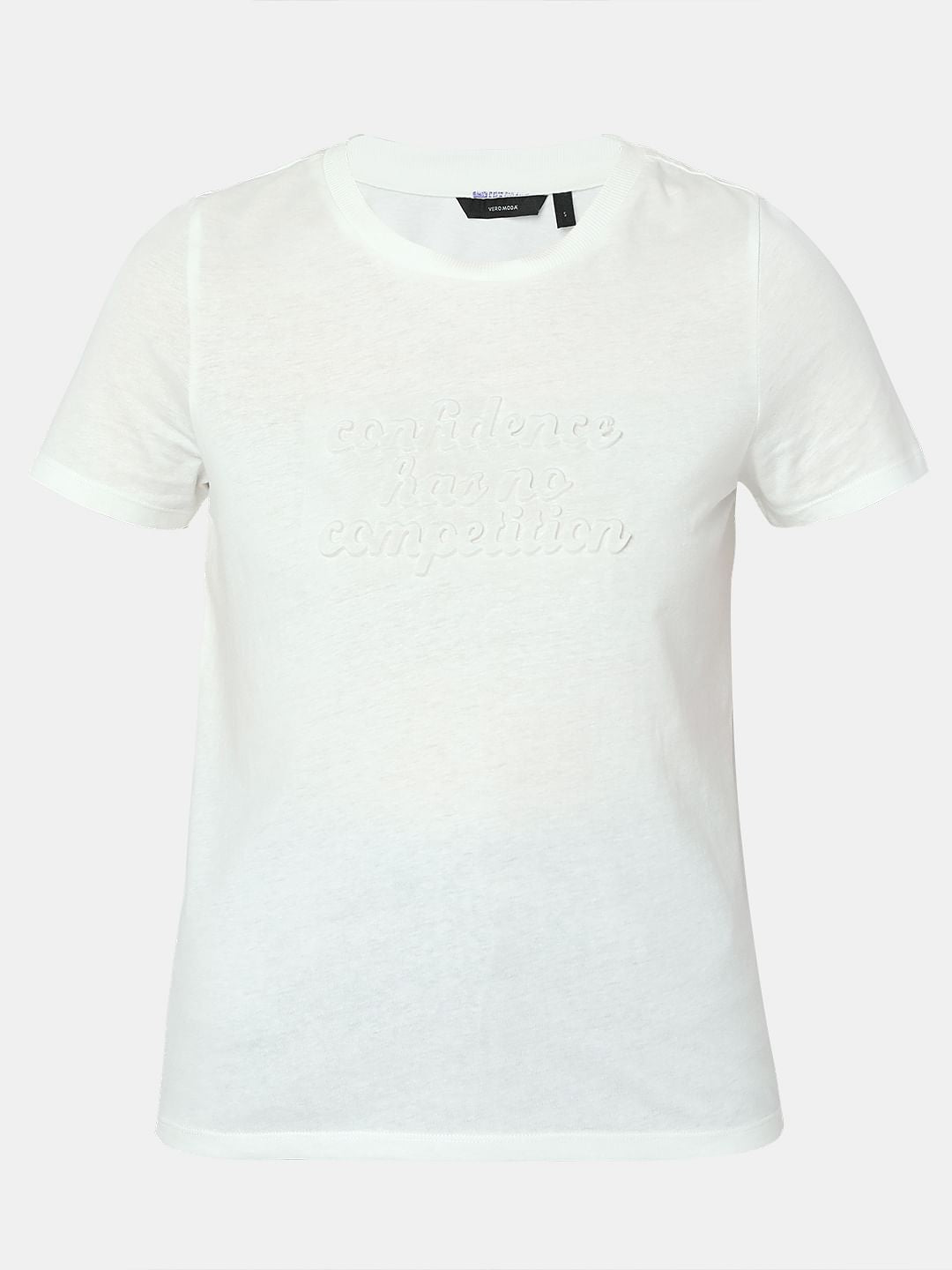 White Text Embossed T-Shirt