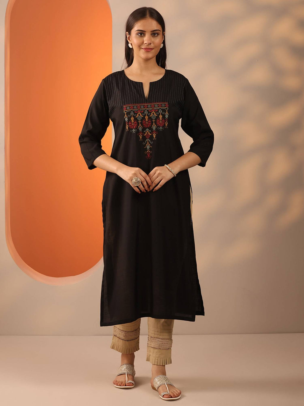 Grey Embroidered Straight Kurta | FY93 - view 7