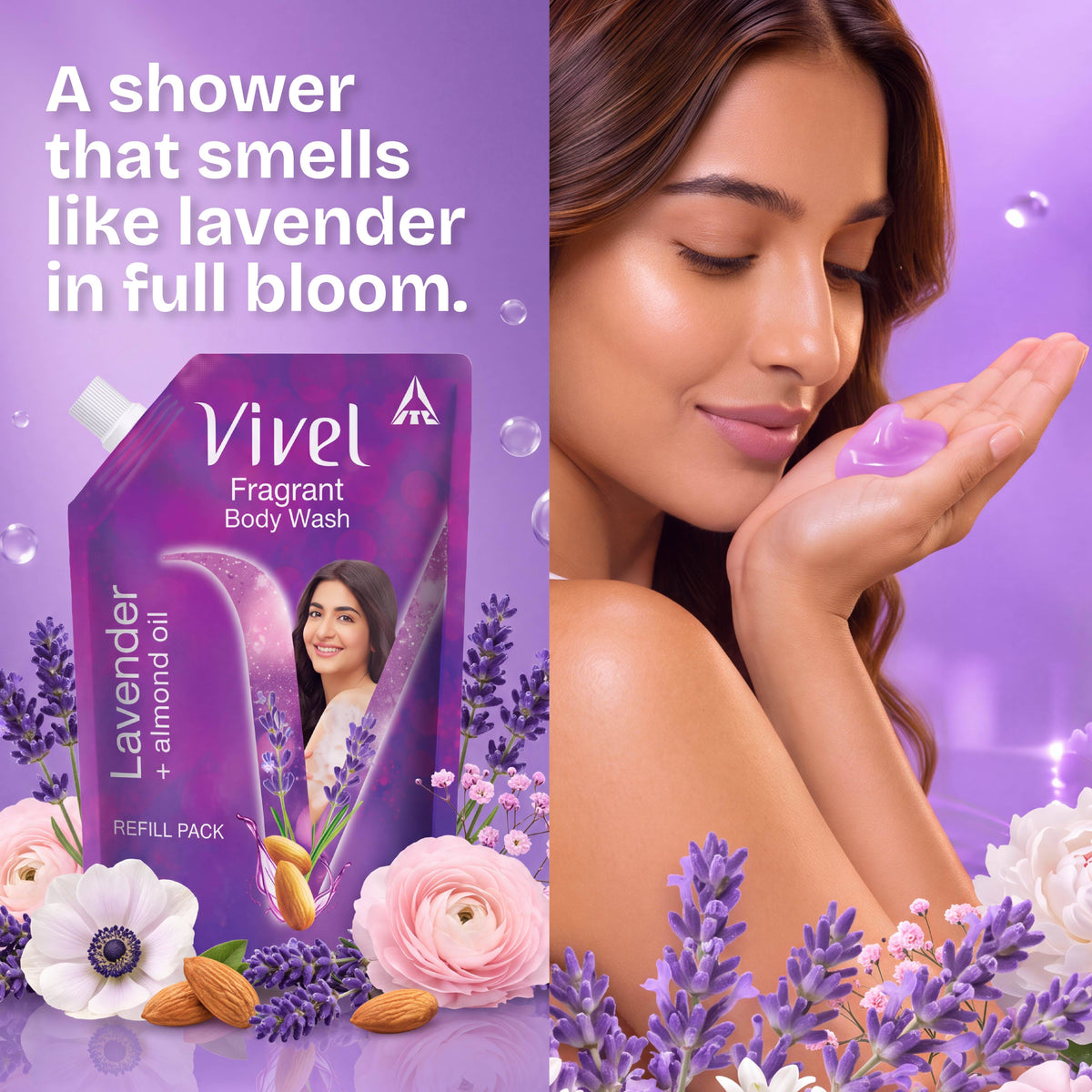 Fragrant Body Wash Lavender & Almond Oil Moisturizing Shower Gel Supersaver Refill Pack | B20 - view 4