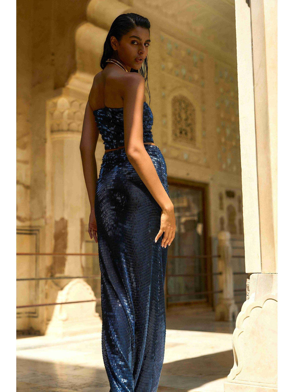 Navy Blue Sequin Bandeau Bralette Top | TT90 - view 7