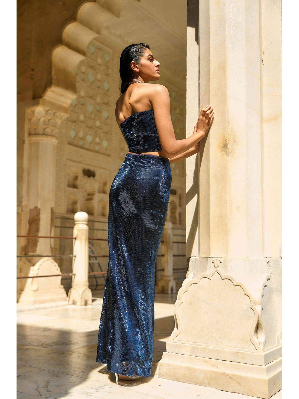Navy Blue Sequin Bandeau Bralette Top | TT90 - view 8