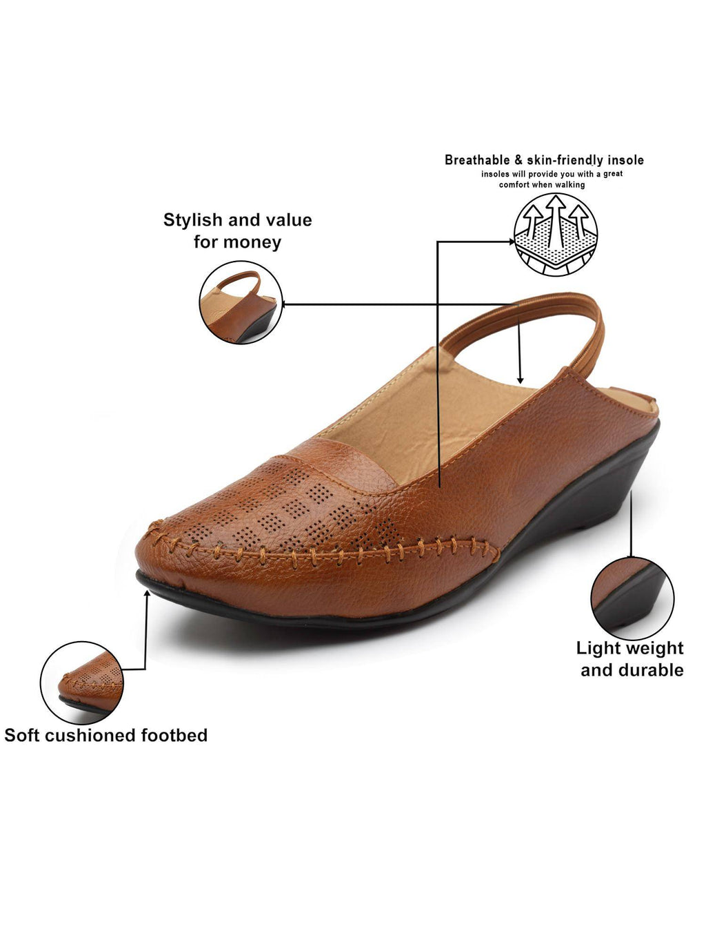 Women Tan Stylish Wedges Heels | H78 - view 9