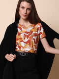Rust Abstract Face Print T-Shirt