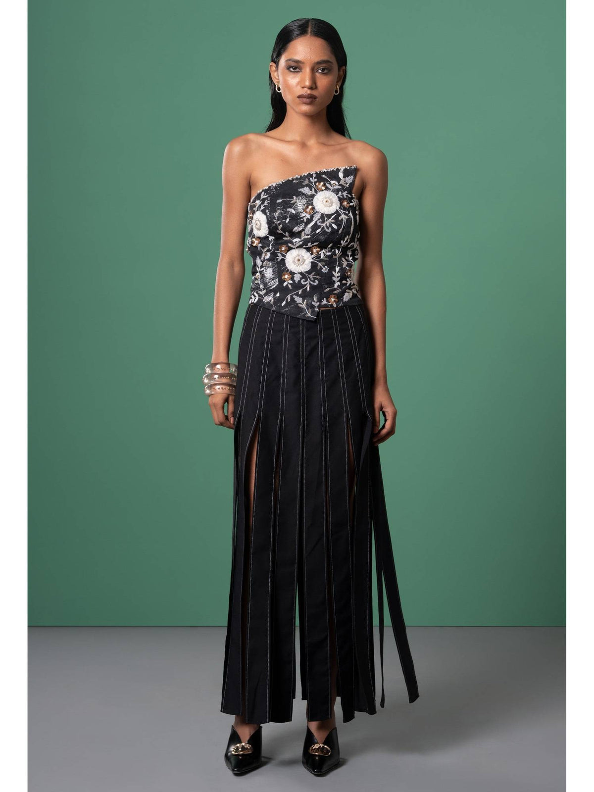 Black Onyx Embroidered Corset Top | TT90 - view 1