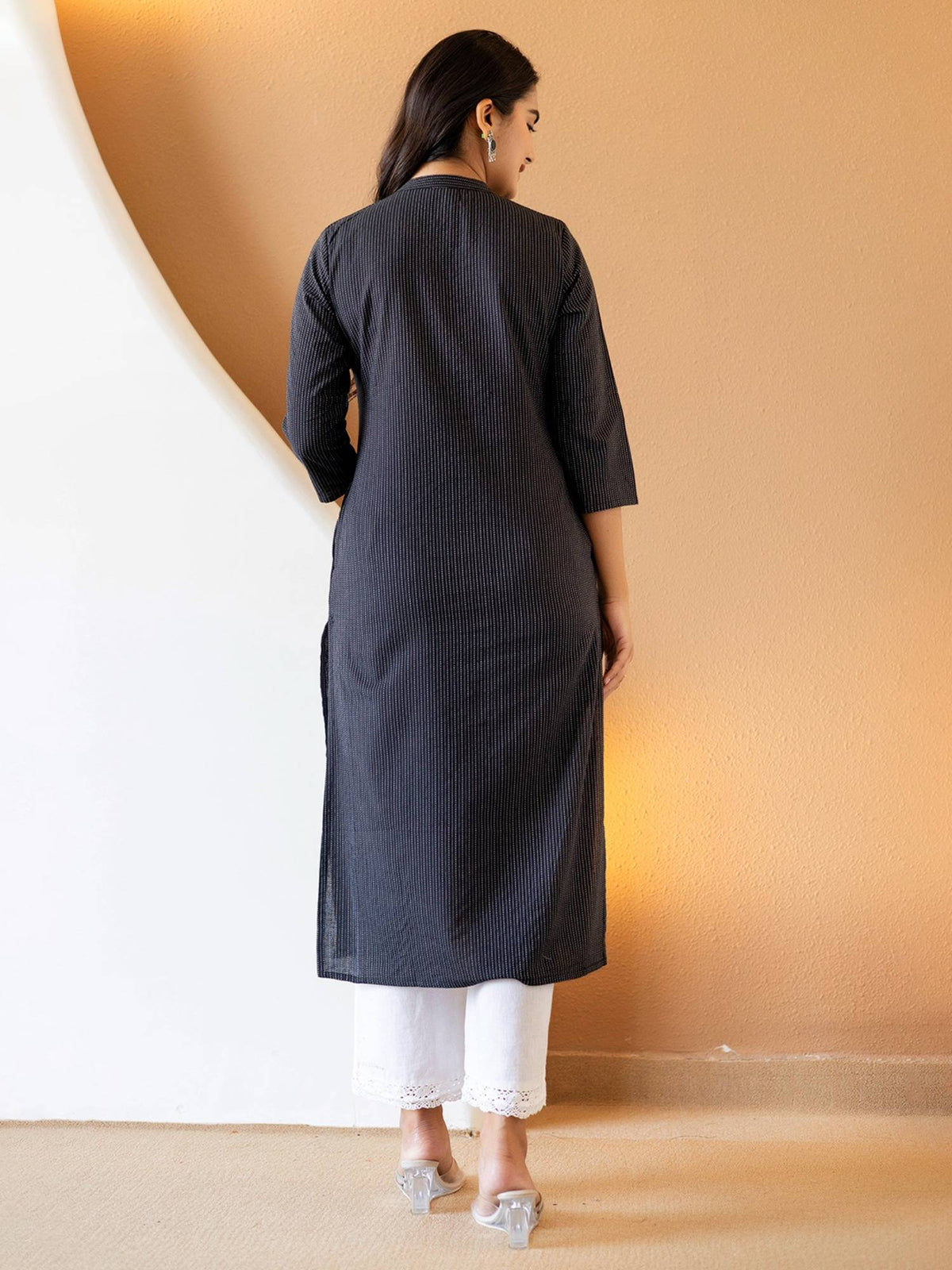 Brown Stripes Thread Work Kurta | U3S - view 6